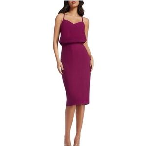 NWOT Dress the Population Alondra Blouson Dress Burgundy Size M